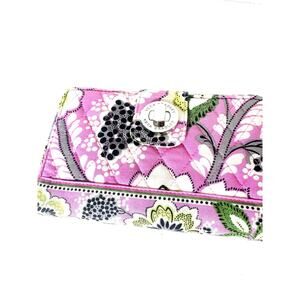 Vera Bradley Priscilla Pink Turnlock Wallet 12 CC Slots 2 ID Slots Zip Coin